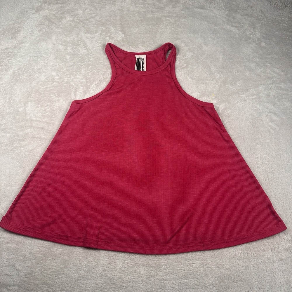 Free People Made in USA Ribbed Swing Tank Top Pink Sleeveless High Neck Small
